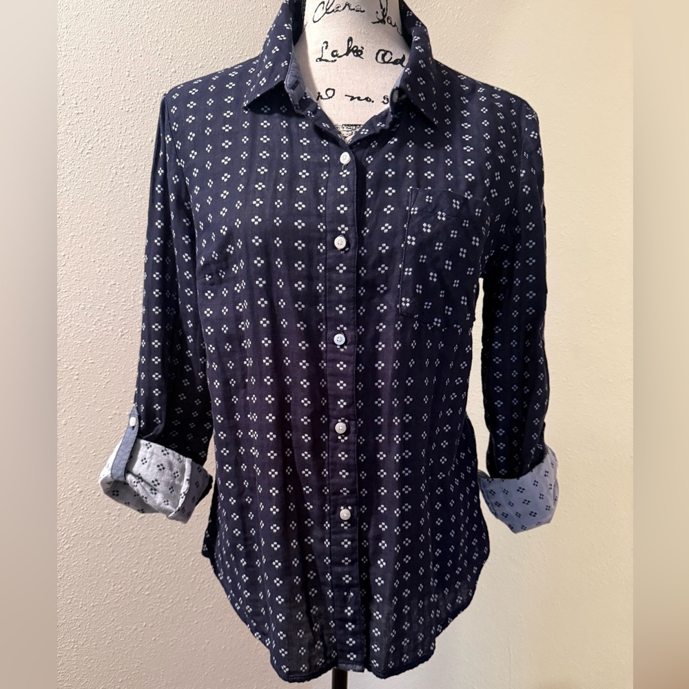 Tommy Hilfiger Navy Patterned Button-Up Shirt